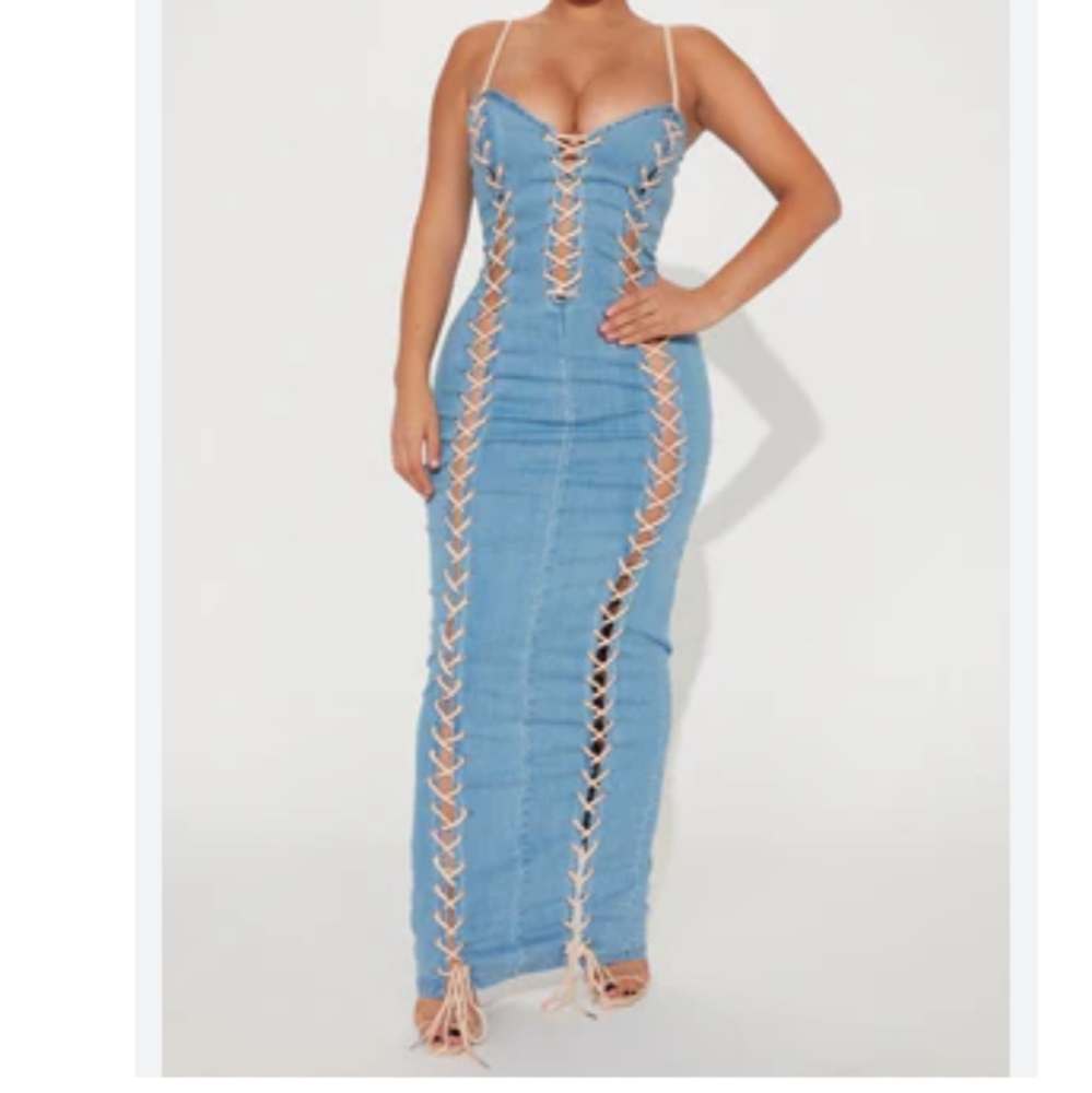 Miss8 Denim Maxi Dress 